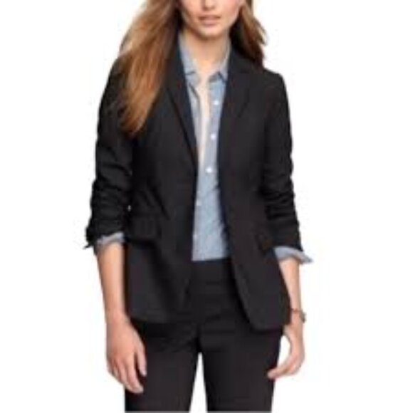 J Crew Black 1035 Bi Stretch Tollegno 1900 Italian Wool Blazer Size 00 NWT - Picture 2 of 14